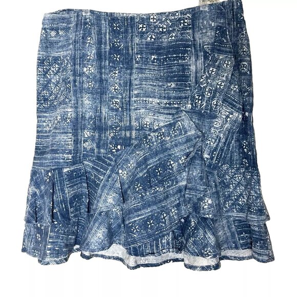 Ralph Lauren Faux Wrap Ruffle Linen Blend Skirt Size 16 Casual - Picture 1 of 7